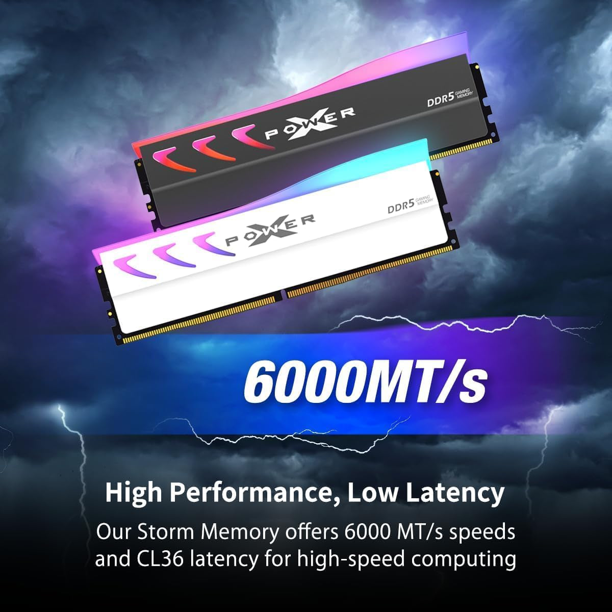Mémoire Silicon Power Storm RGB — 32 Go (2 × 16) DDR5 6000 Mhz