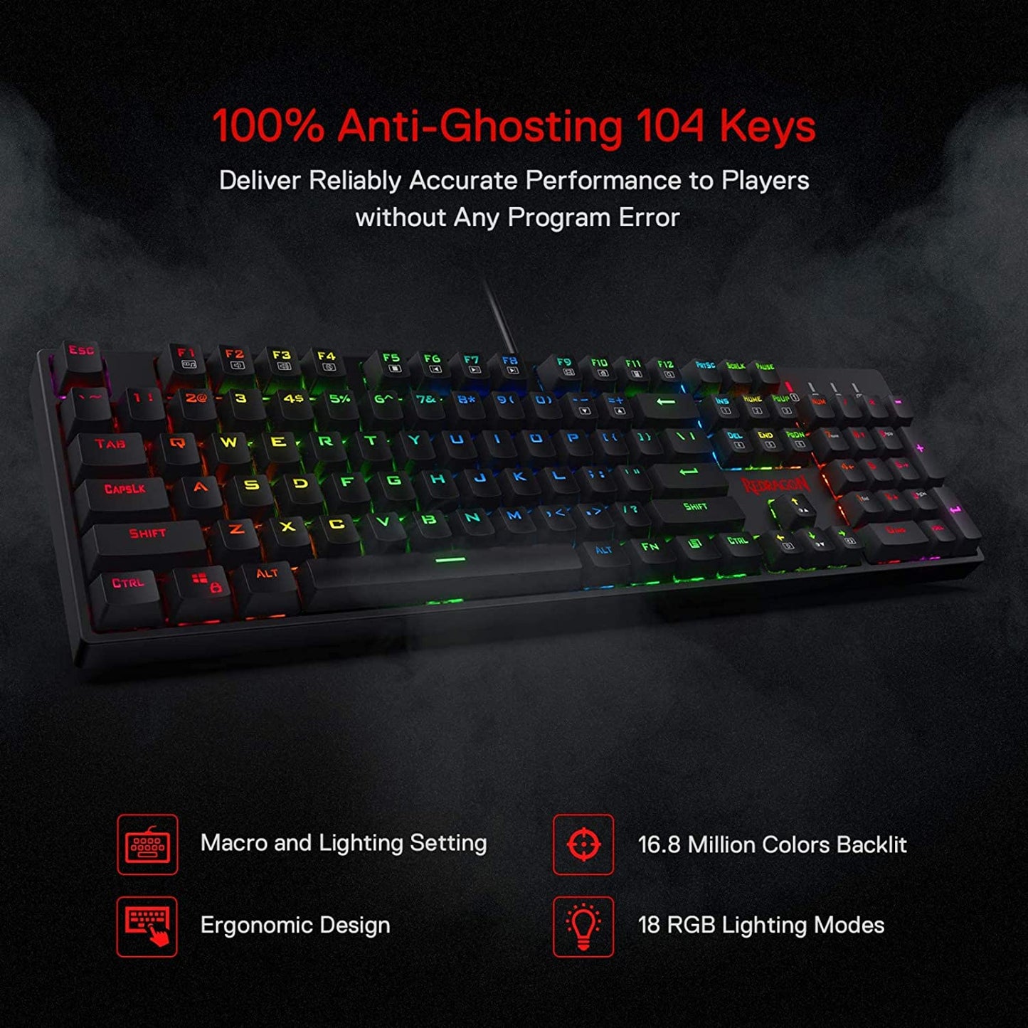 Clavier Mécanique K582 — 104 Touches, RGB, Filaire