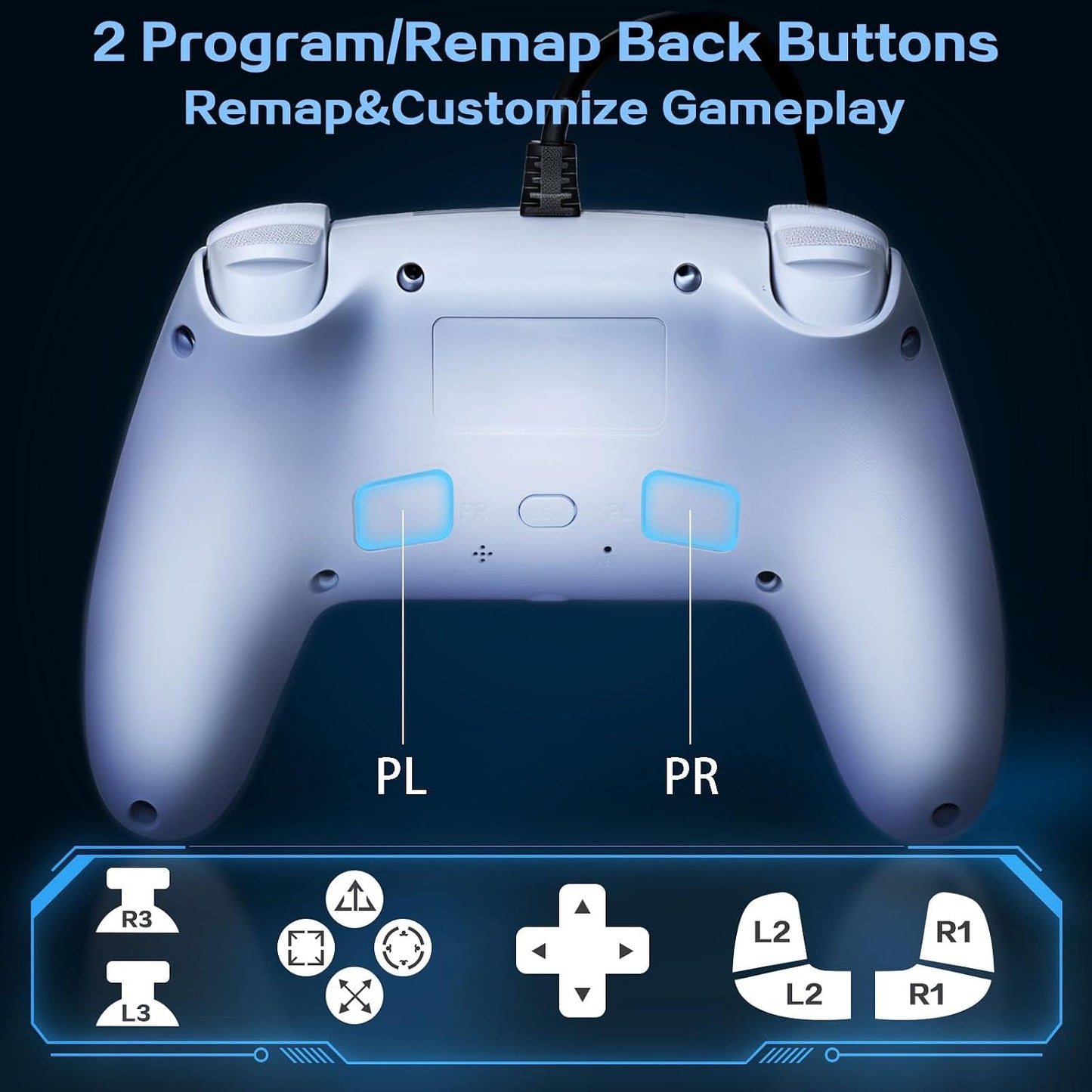Manette Filaire RGB — PS5 Et PC, Programmable, Turbo, Prise Casque