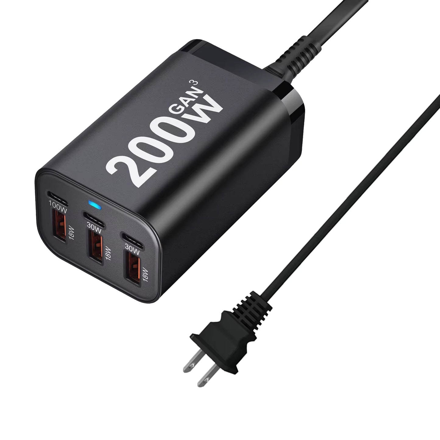 USB C Fast 200W 6-Port Charging Fast Gan Charger Power Adapter for Iphone 14/13/12 Series, Samsung Galaxy S23/S22/S21