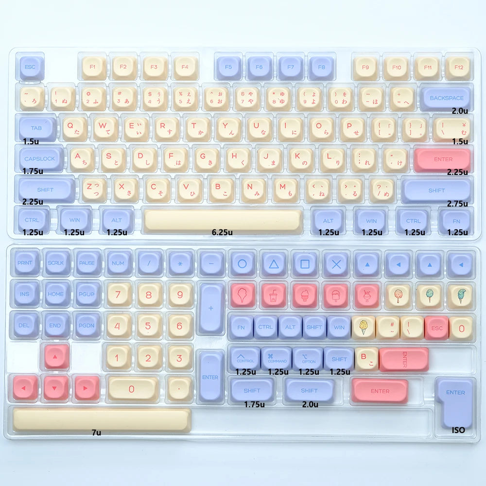 Kbdiy KOA Keycaps GMK Soymilk 140 Keys PBT Keycap Similar MOA Japanese Korean Russian Keycap 7U MAC ISO for Mechanical Keyboard
