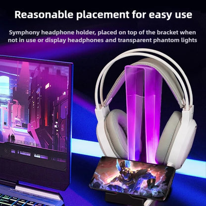Support Casque Transparent RGB — Écran LED + Porte-Téléphone