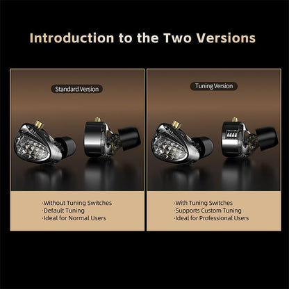 Écouteurs KZ ZA12 — 6 Drivers Hybrides, Câble Plaqué Argent