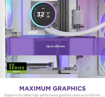 Boîtier  H9 Flow RGB+ Blanc — Acier Inoxydable Et Verre Trempé