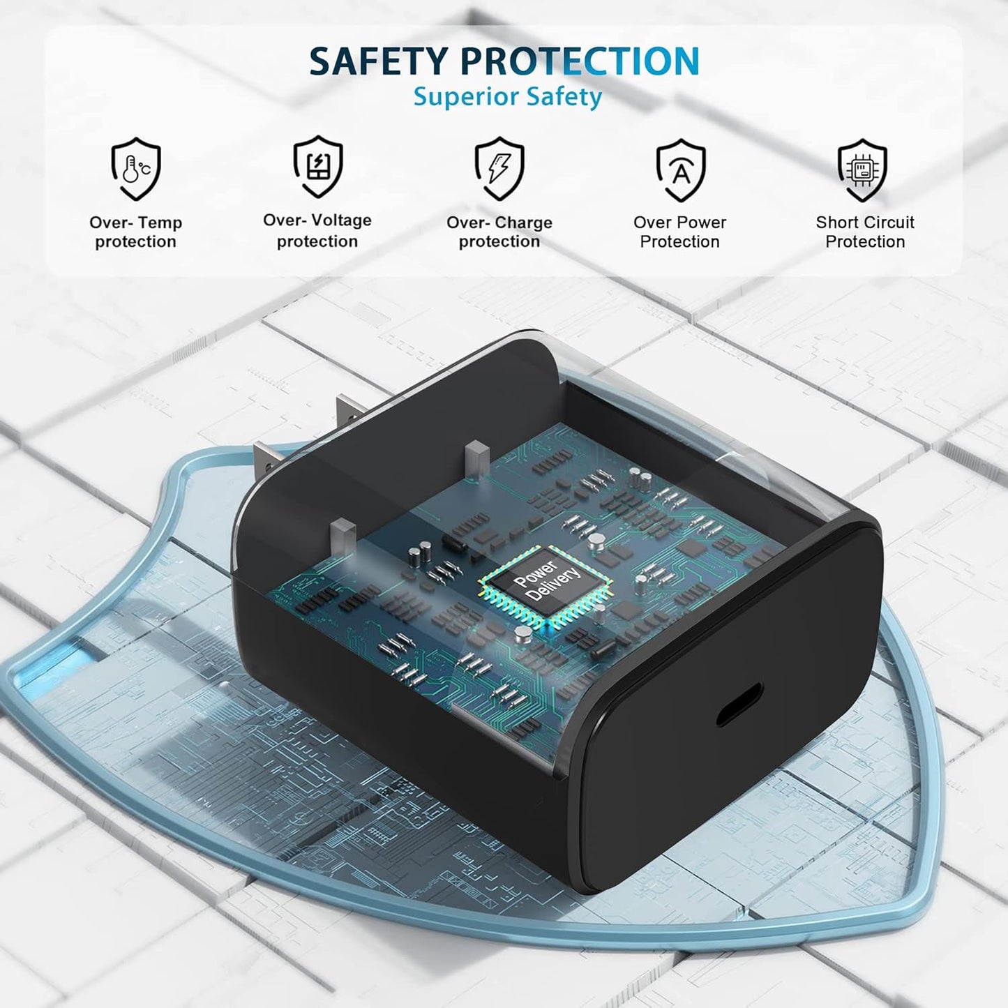 Chargeur 45 W USB-C + Câble 6 Pi — Charge Super Rapide Samsung/Android