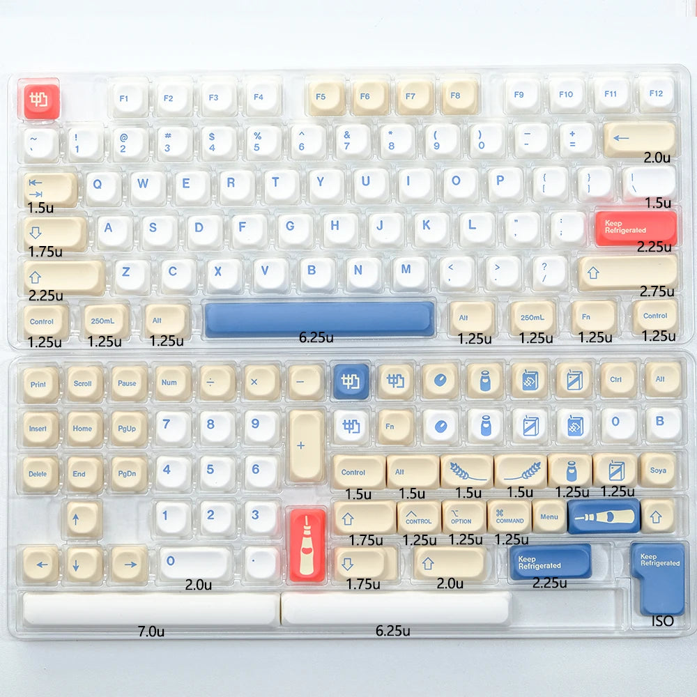 Kbdiy KOA Keycaps GMK Soymilk 140 Keys PBT Keycap Similar MOA Japanese Korean Russian Keycap 7U MAC ISO for Mechanical Keyboard
