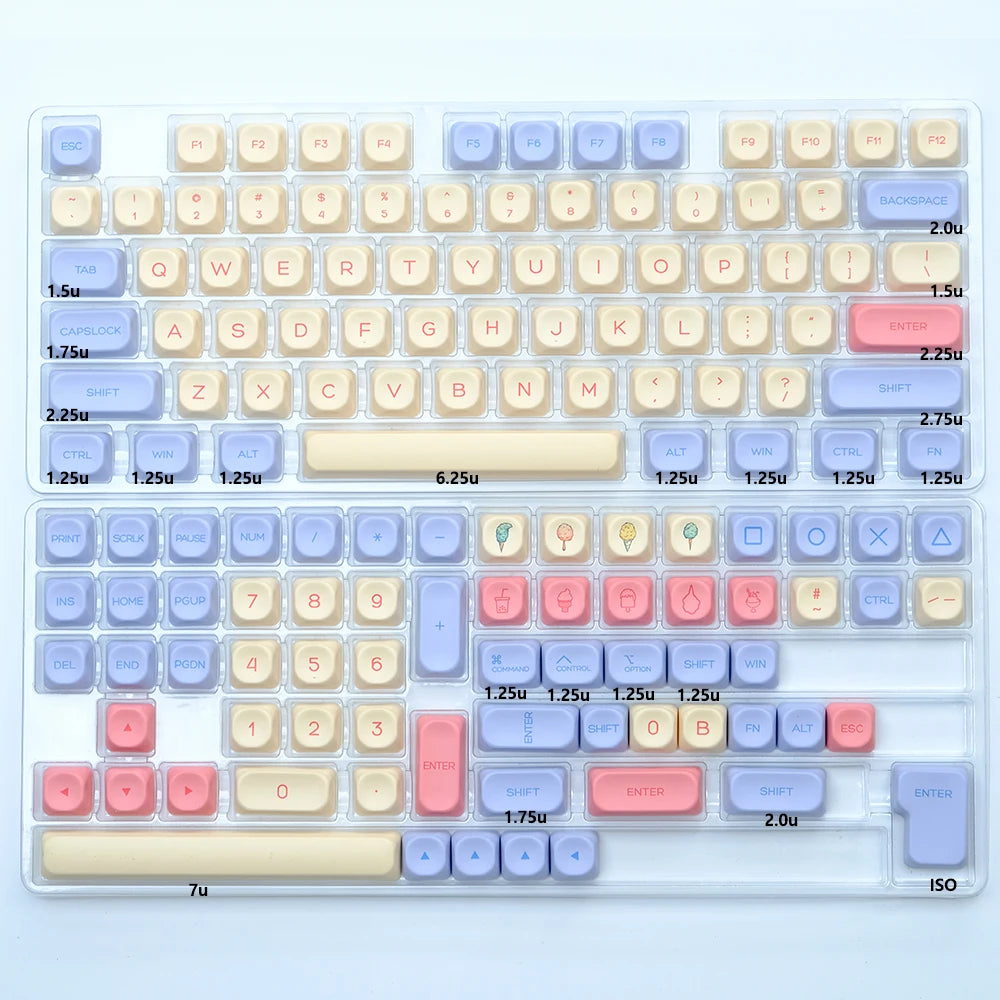 Kbdiy KOA Keycaps GMK Soymilk 140 Keys PBT Keycap Similar MOA Japanese Korean Russian Keycap 7U MAC ISO for Mechanical Keyboard