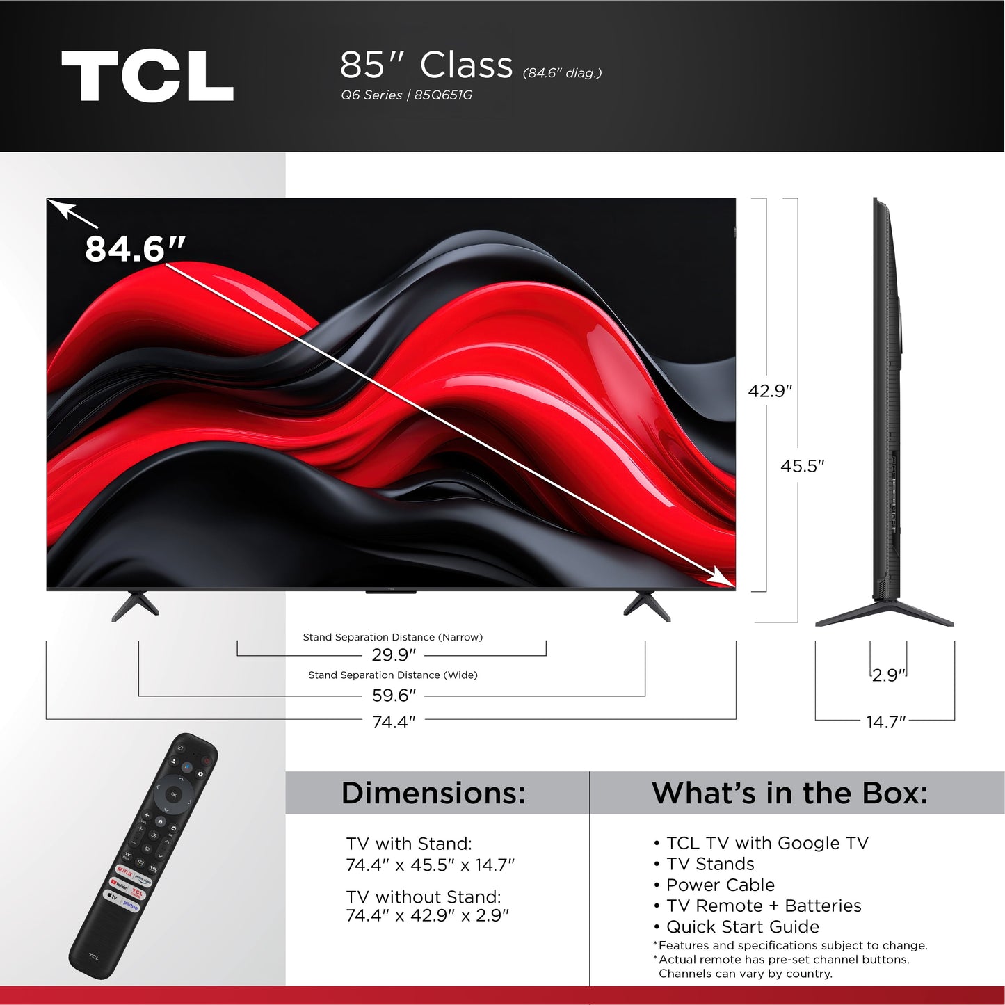 85" Class Q6 Series QLED 4K UHD HDR Smart Google TV (New 2024) - 85Q651G