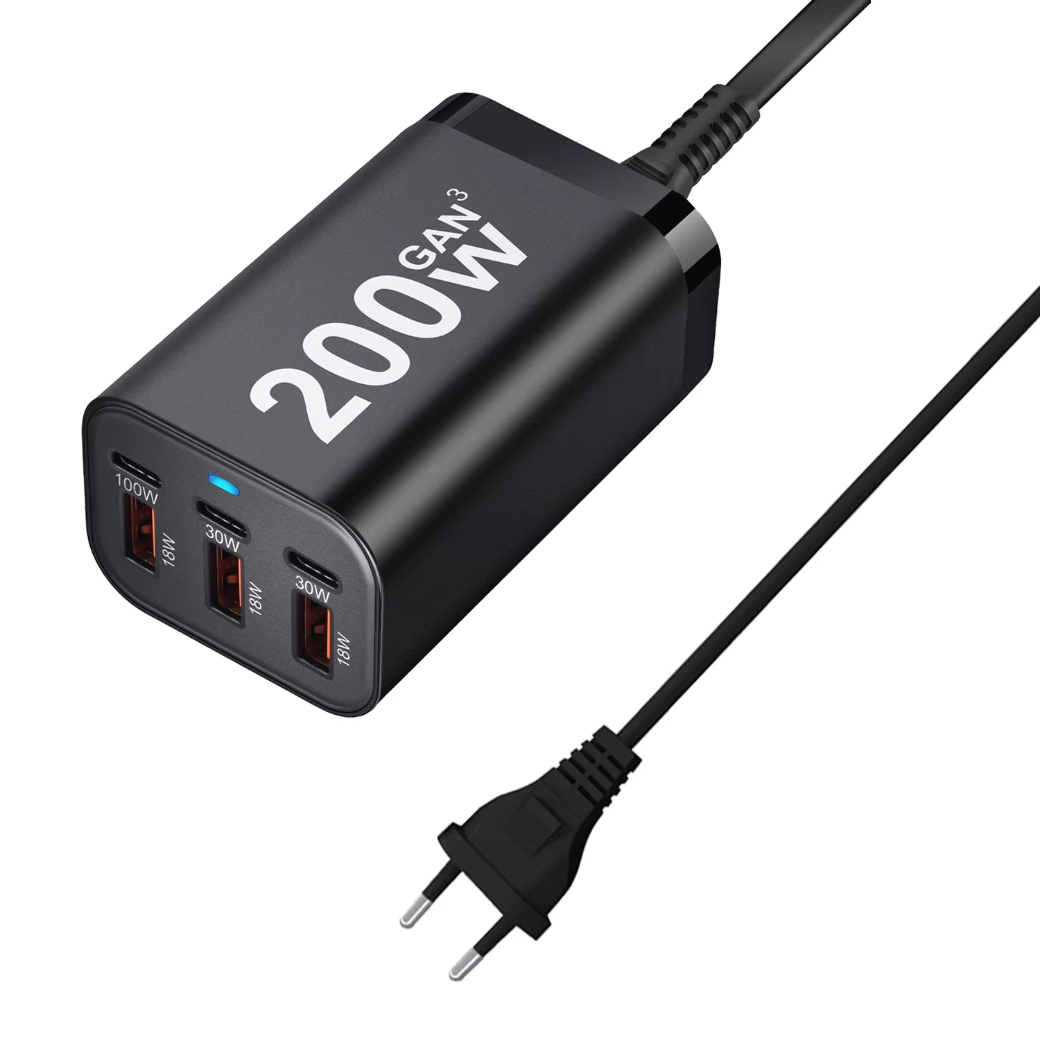 USB C Fast 200W 6-Port Charging Fast Gan Charger Power Adapter for Iphone 14/13/12 Series, Samsung Galaxy S23/S22/S21