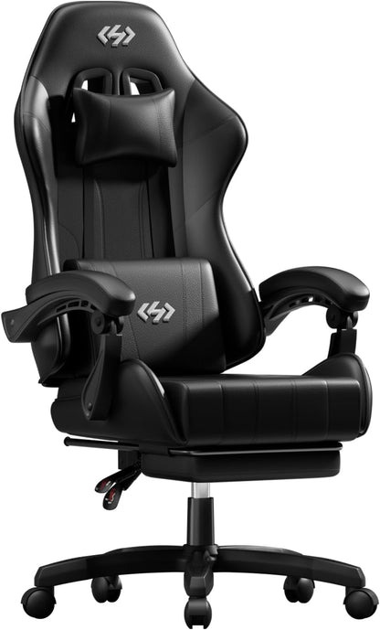 Gaming Chair with Footrest & Lumbar Support for Adults