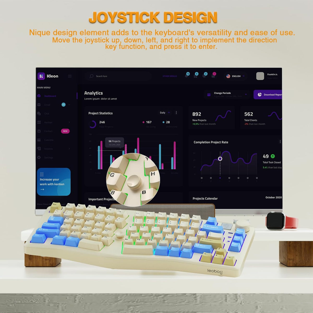 Clavier Ergonomique Alice A75 Sans Fil — Joystick Et Molette, 75 %, RGB