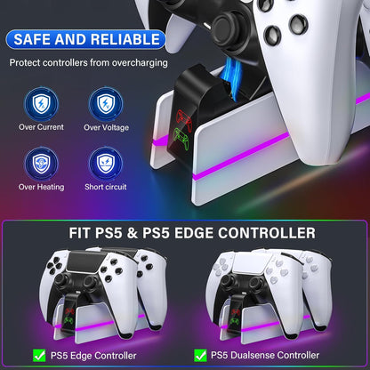 Station De Charge Manette PS5 — 9 Couleurs LED, Charge Rapide