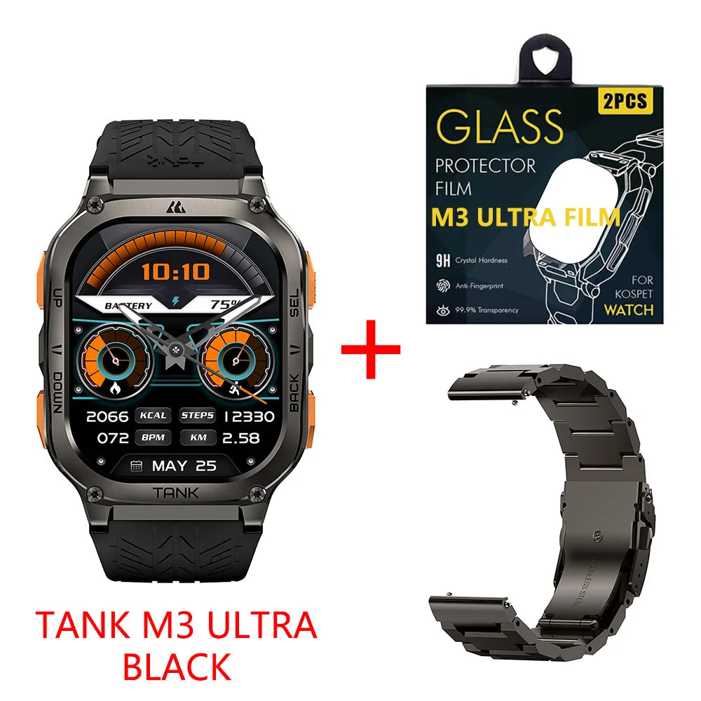TANK M3 Ultra GPS Smart Watch for Men Stainless Steel 5ATM Waterproof Bluetooth Call 24/7 Health Monitor for Android Ios