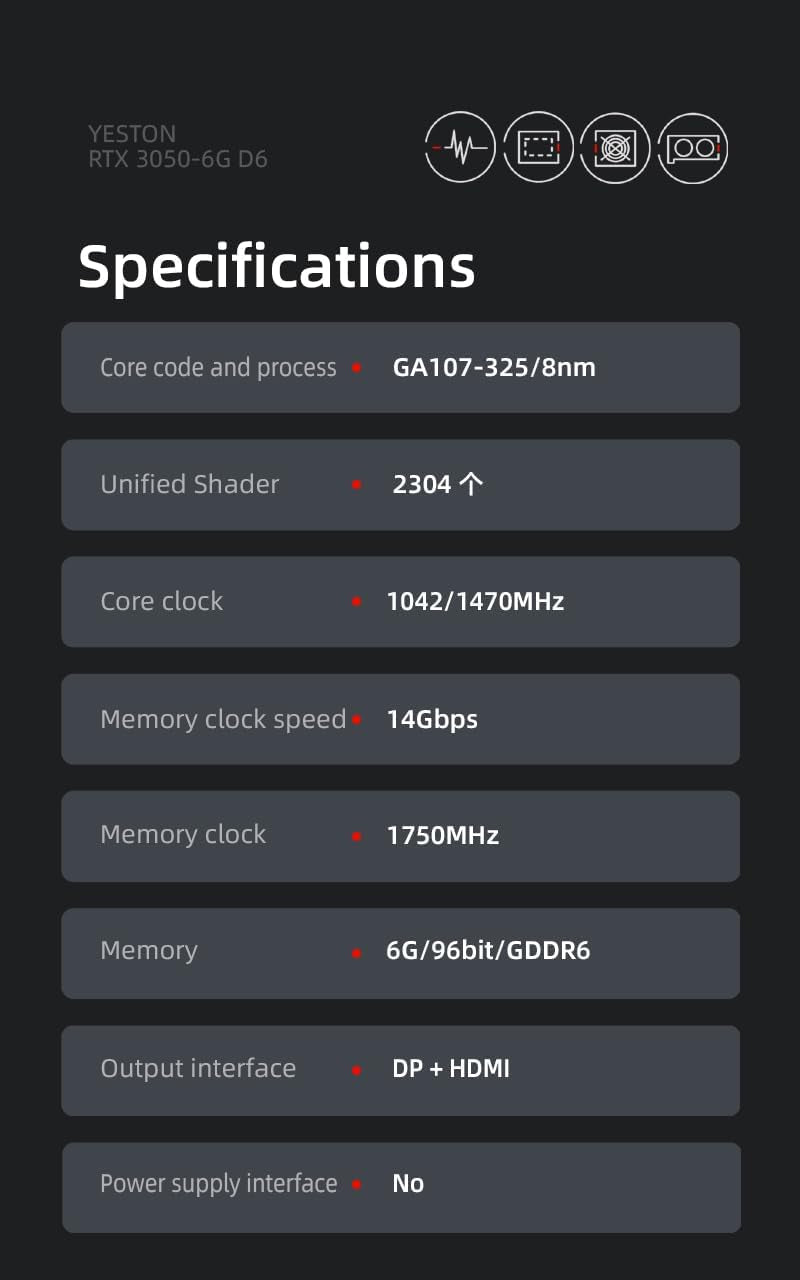 Carte Graphique  RTX 3050 — 6 Go GDDR6, Pcie 4.0
