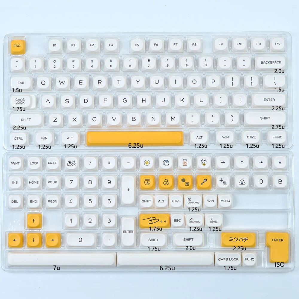 Kbdiy KOA Keycaps GMK Soymilk 140 Keys PBT Keycap Similar MOA Japanese Korean Russian Keycap 7U MAC ISO for Mechanical Keyboard