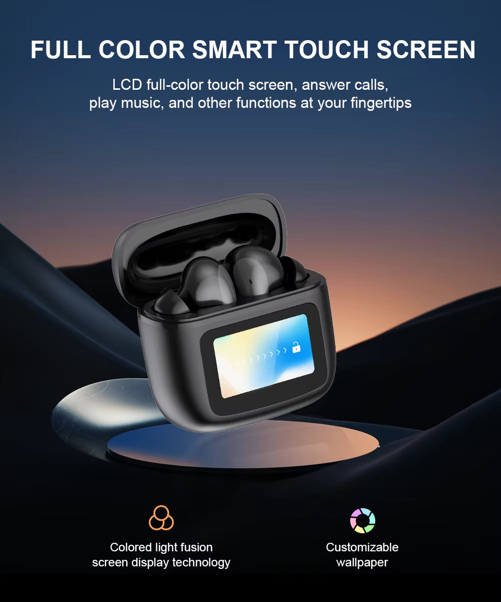 Écouteurs Bluetooth ANC Étui Écran Tactile — Bluetooth 5.3 + Appli