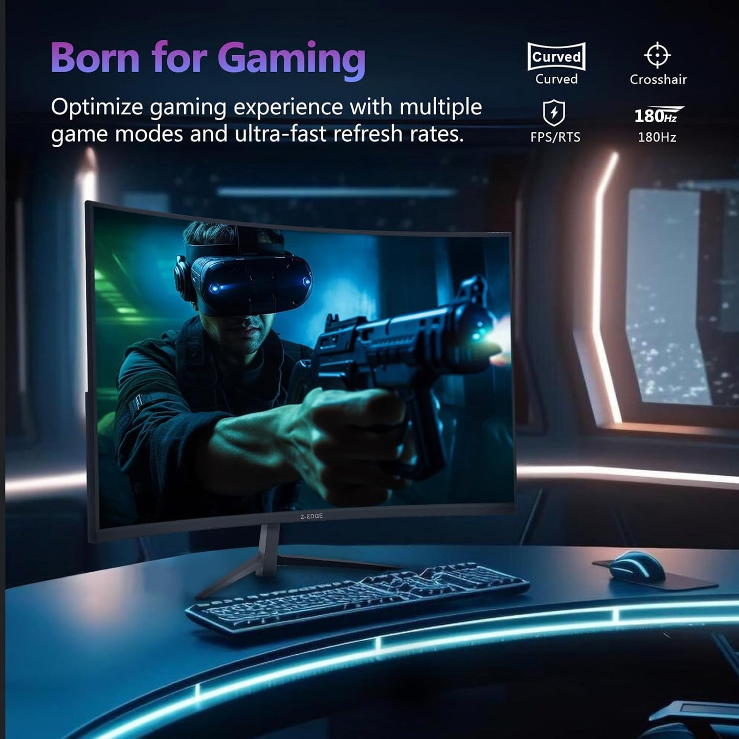 Écran Z-Edge UG27 Incurvé 27 Po — 180 Hz, 1 Ms, Freesync