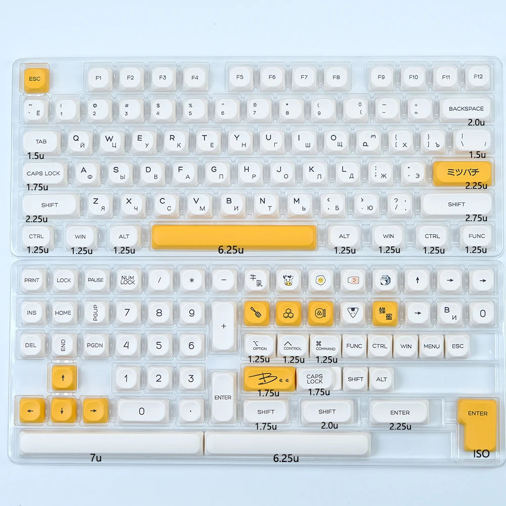 Kbdiy KOA Keycaps GMK Soymilk 140 Keys PBT Keycap Similar MOA Japanese Korean Russian Keycap 7U MAC ISO for Mechanical Keyboard