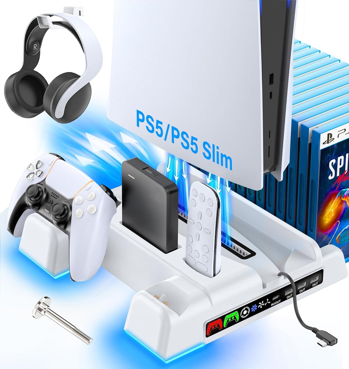 Socle Ventilé PS5 — Recharge LED + Ventilateur 3 Vitesses