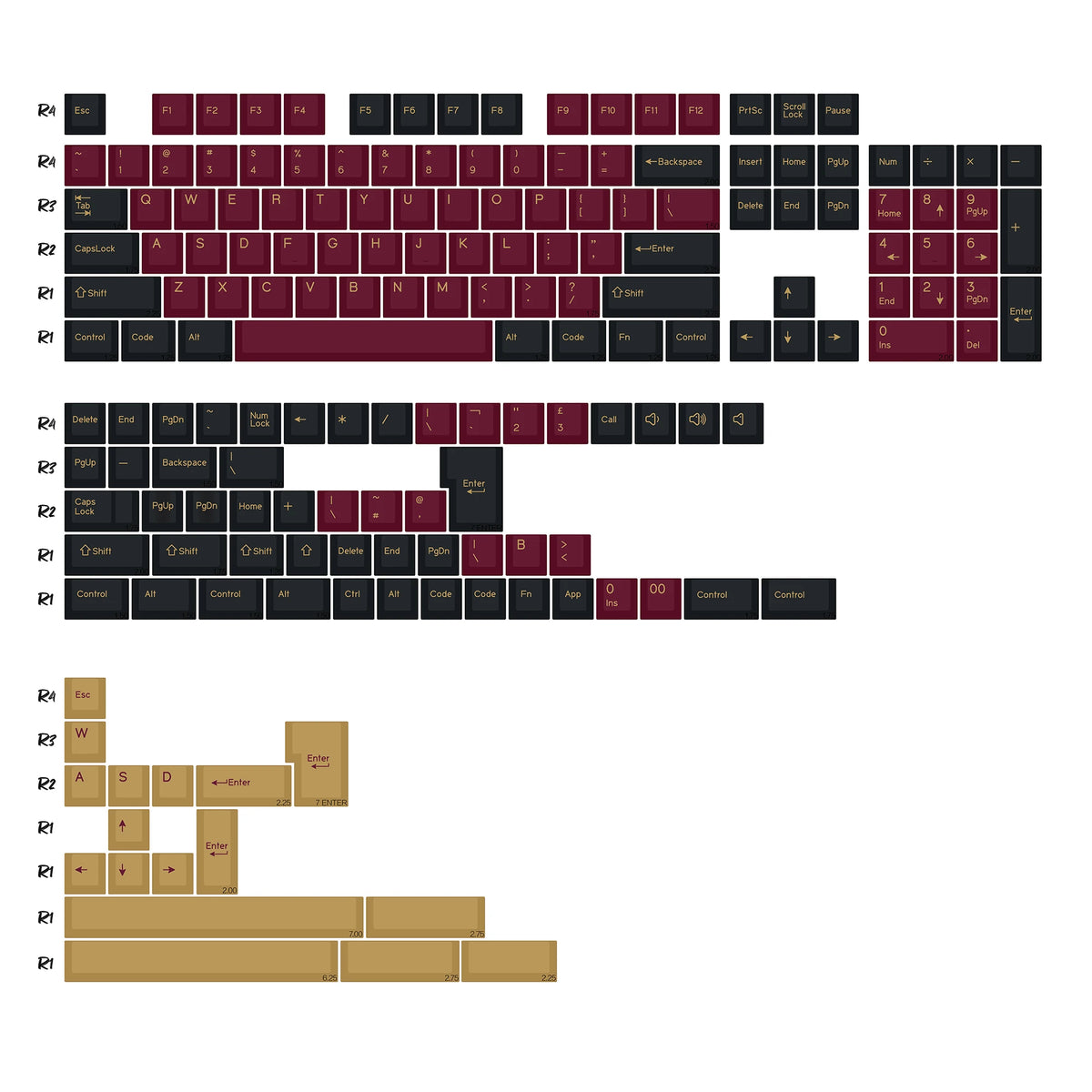 Kbdiy GMK Keycap Double Shot GMK Olivia Shoko Jamon WOB Red Samurai Botanical PBT Keycaps Cherry Profile for Mechanical Keyboard