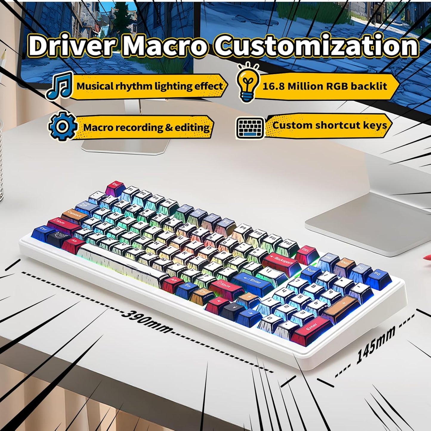 Clavier Mécanique AULA F99 Sans Fil — Hot-Swap, Switchs Pré-Lubrifiés, RGB