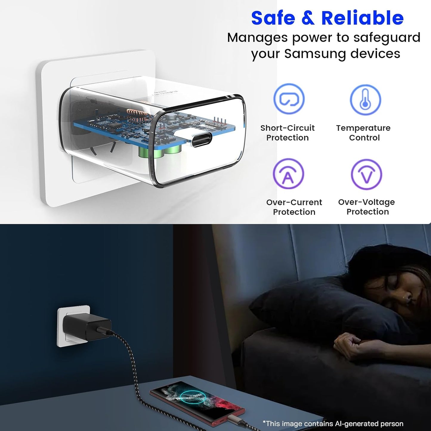 Chargeur 45 W PPS Mur Et Auto + 2 Câbles USB-C (10 Pi Et 3,3 Pi)