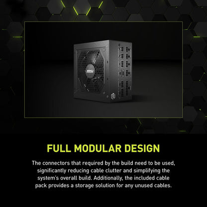 MSI MAG A750GL PCIE5, Fully Modular Compact Gaming 750W Power Supply, 80+ Gold, ATX 3.1 & Pcie 5.1 Ready, Native Dual-Color 12V-2X6 Cable, 10 Year Warranty