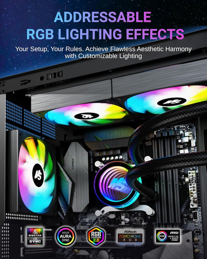 Refroidisseur Liquide AIO 240 Mm — 2 Ventilateurs ARGB, Intel Et AMD