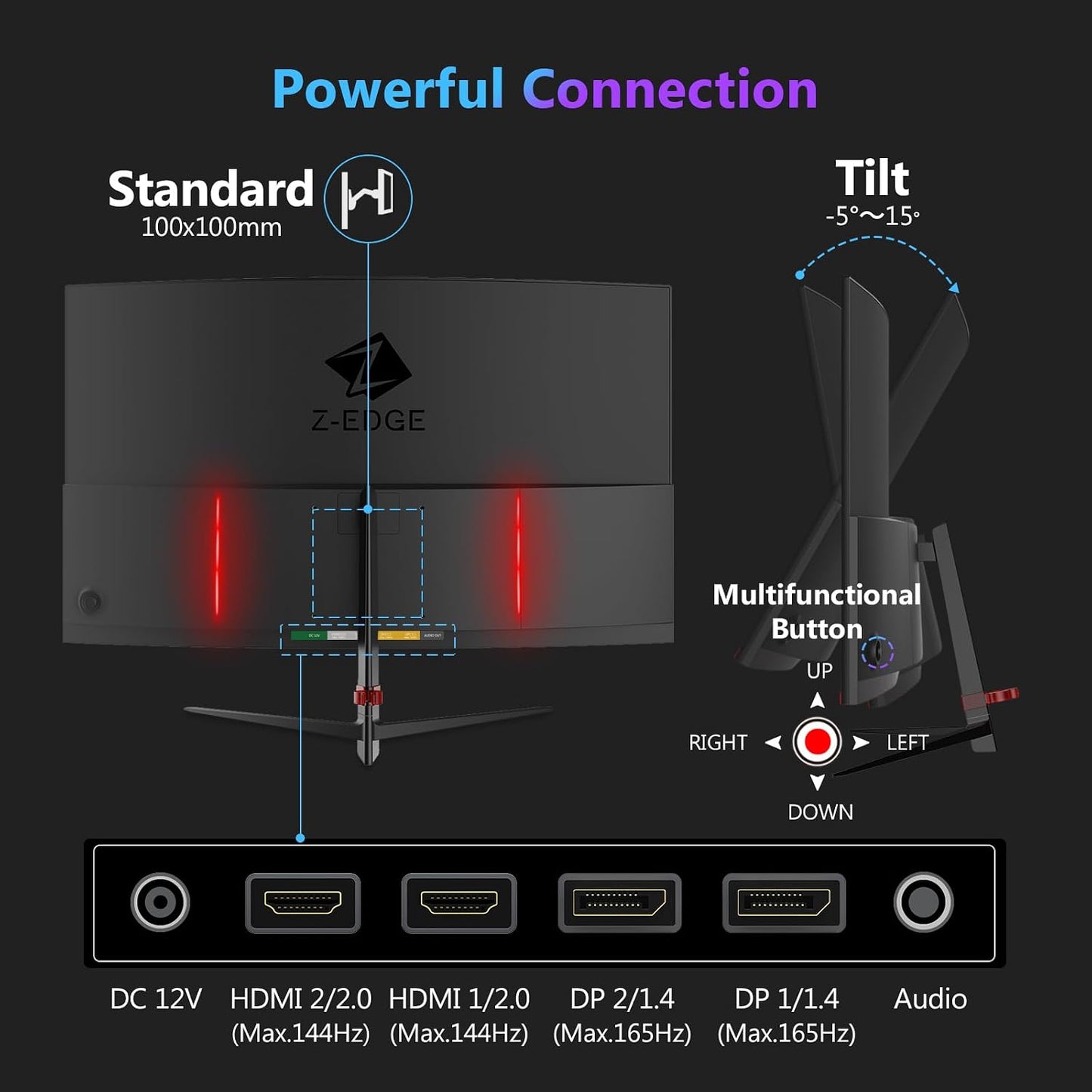 Écran Z-Edge UG27Q Incurvé 27 Po — QHD 1440P, 165 Hz