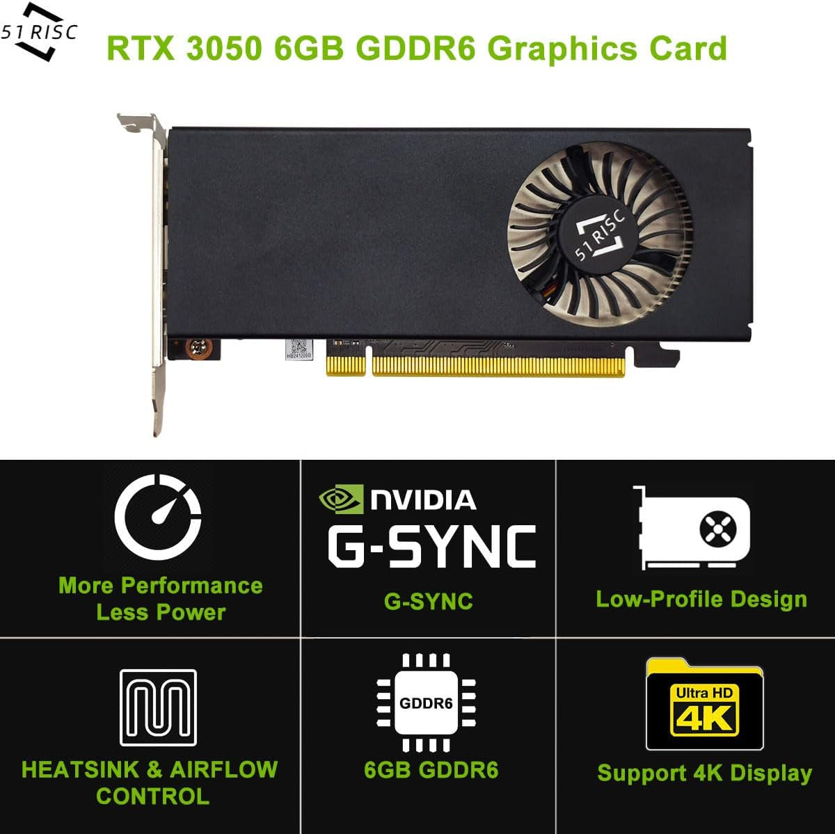 Carte Graphique RTX 3050 Low Profile — 6 Go GDDR6, Format Compact