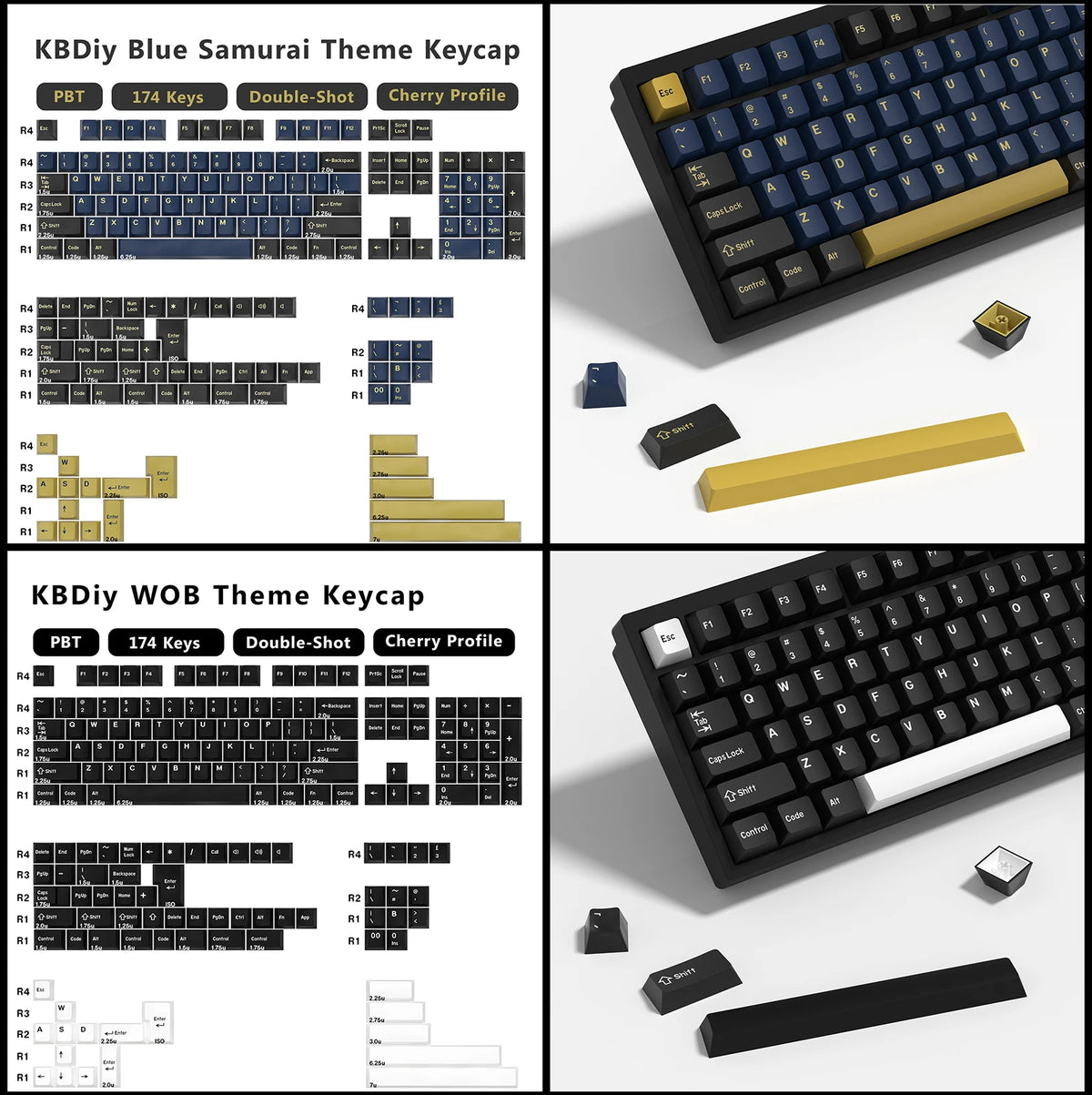 Kbdiy GMK Keycap Double Shot GMK Olivia Shoko Jamon WOB Red Samurai Botanical PBT Keycaps Cherry Profile for Mechanical Keyboard