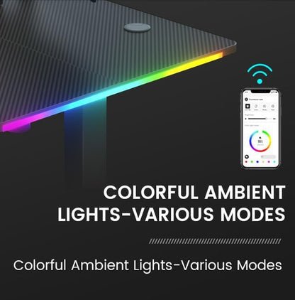 Bureau Assis-Debout Électrique  — LED RGB, Hauteur Ajustable