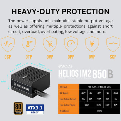 Alimentation  850 W — 80+ Bronze, ATX 3.1 Et Pcie 5.1