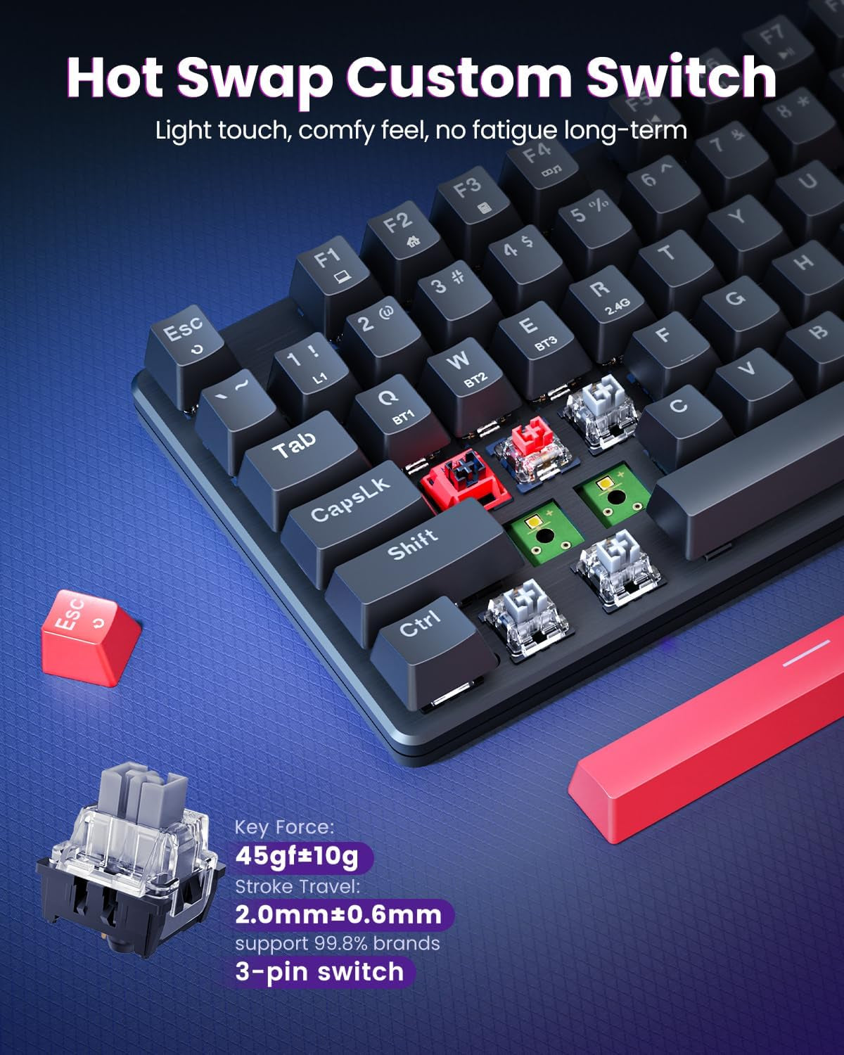 Clavier Mécanique  K671KS Sans Fil — Tri-Mode, Hot-Swap, Touches PBT