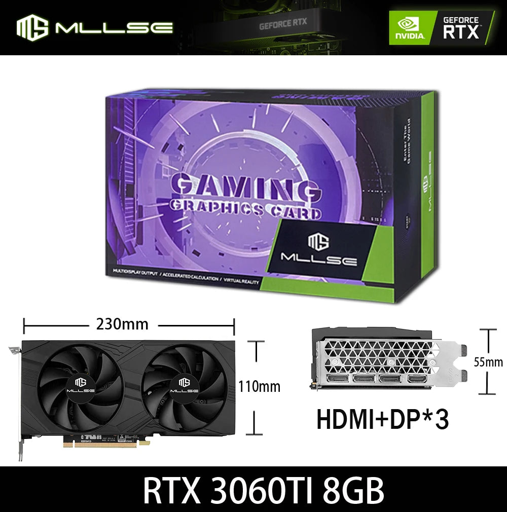Carte Graphique RTX 3060 Ti, 8 Go GDDR6, 256 Bits, PCIe 4.0