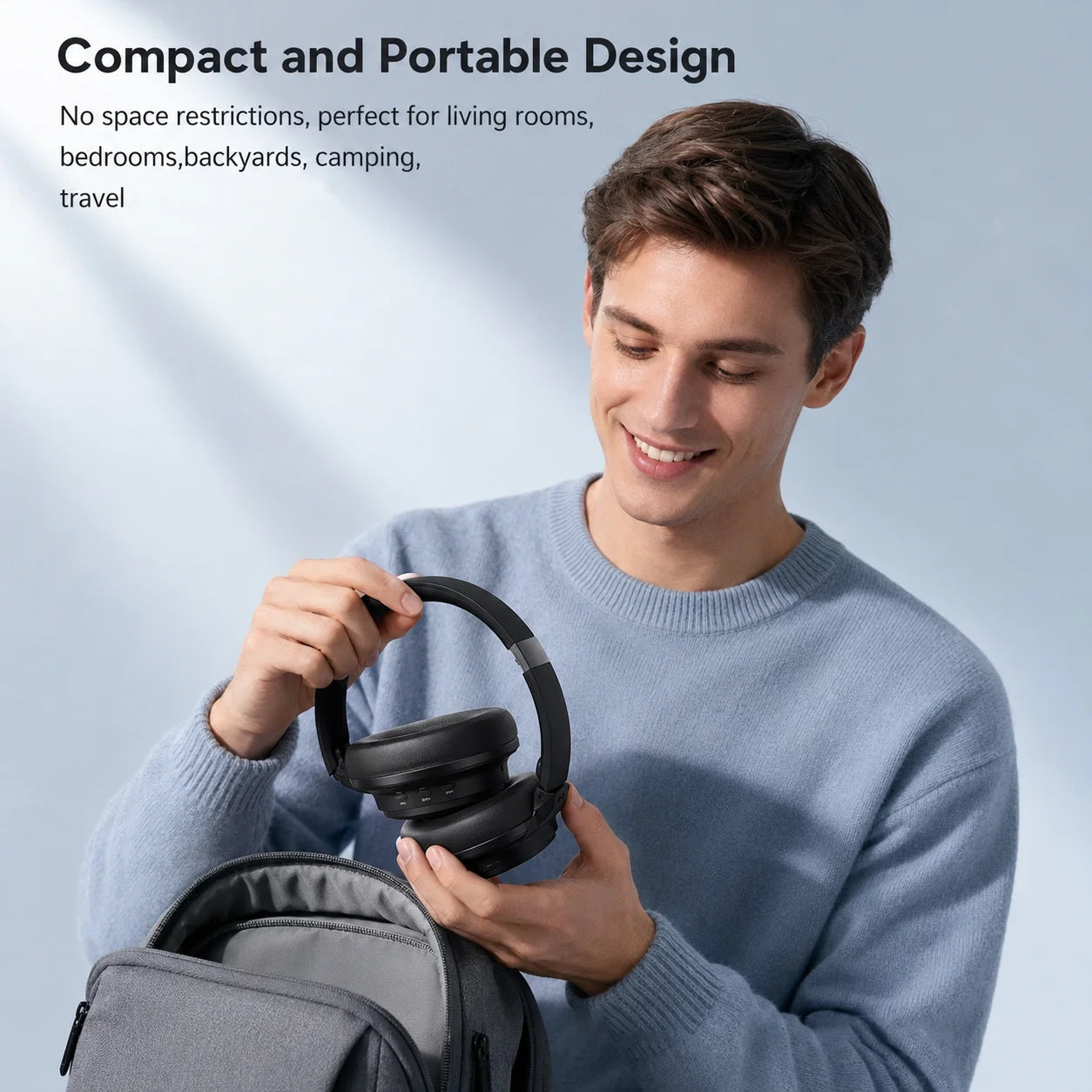 Active Noise Cancelling Headphones, Wireless Bluetooth 5.4 Headphones with Long Battery Life, Deep Bass, Built-In Mic, Over-Ear Headphones for Travel, Work, Compatible with Ios, Android, PC