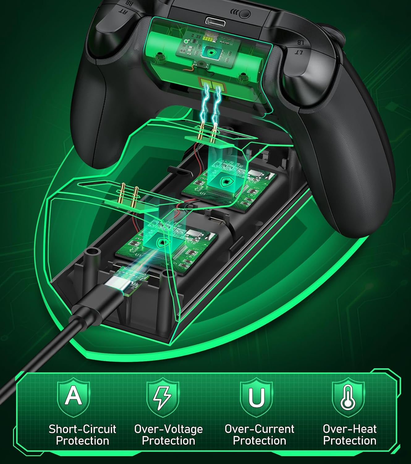 Station De Charge Double Xbox — 2 Batteries 6200 Mwh Incluses