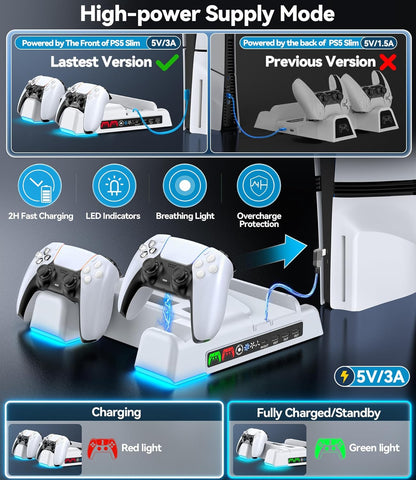 Socle Ventilé PS5 — Recharge LED + Ventilateur 3 Vitesses