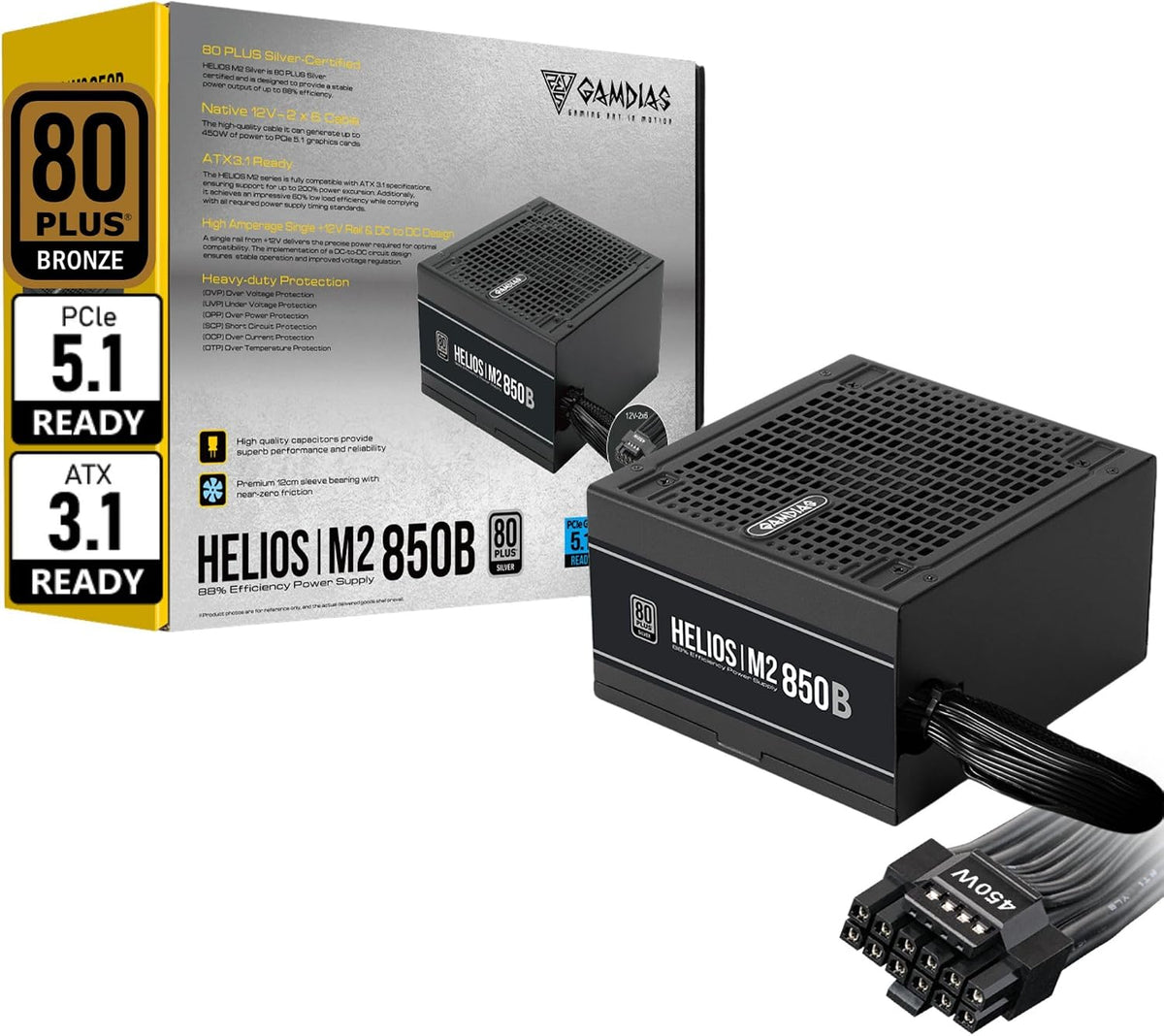 Alimentation 850 W, 80+ Bronze, ATX 3.1 et PCIe 5.1