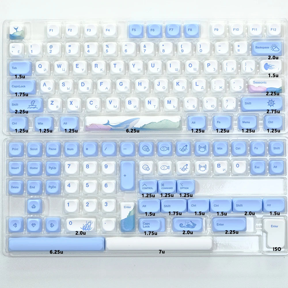 Kbdiy KOA Keycaps GMK Soymilk 140 Keys PBT Keycap Similar MOA Japanese Korean Russian Keycap 7U MAC ISO for Mechanical Keyboard