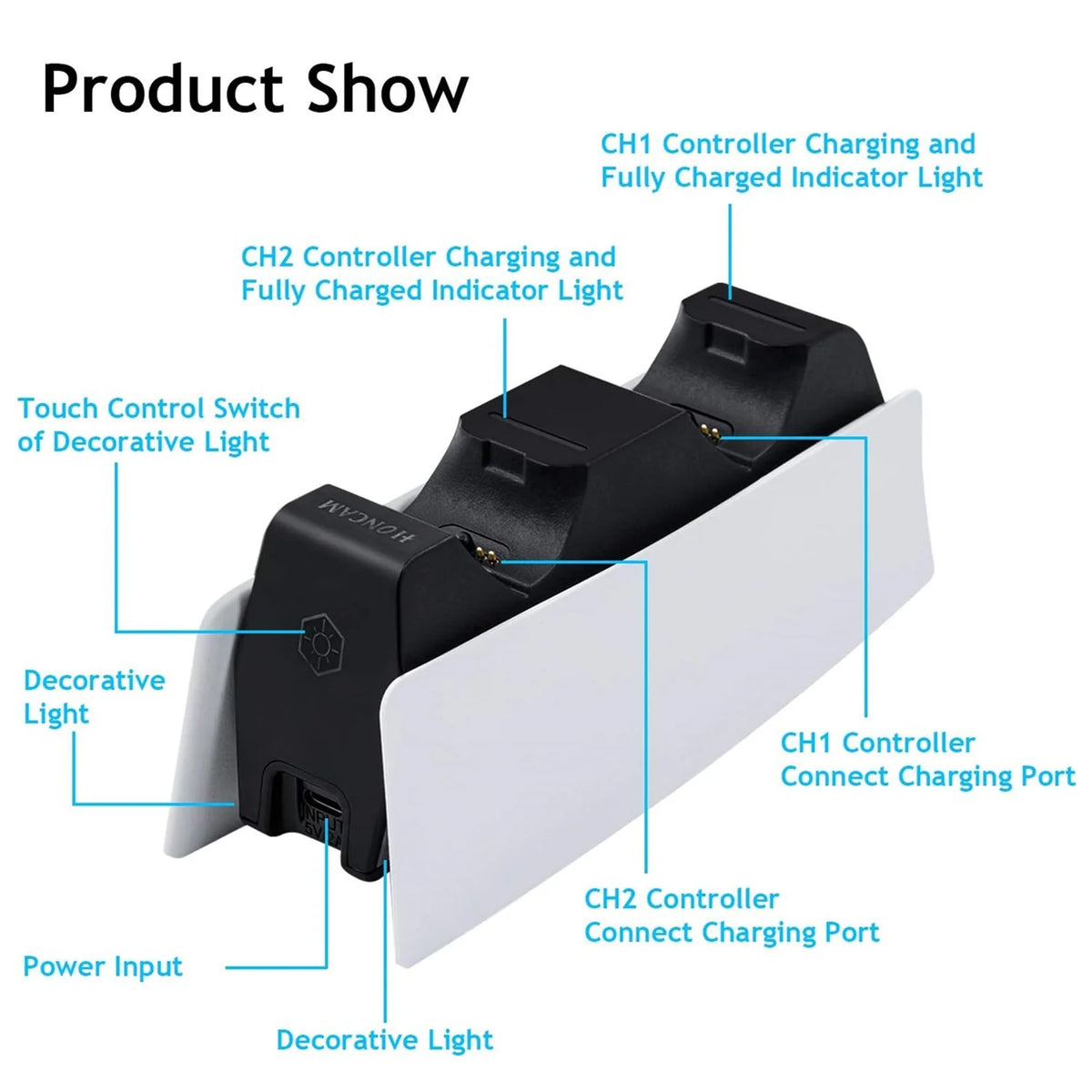 Station De Charge PS5 Double — Indicateurs LED, Charge Rapide