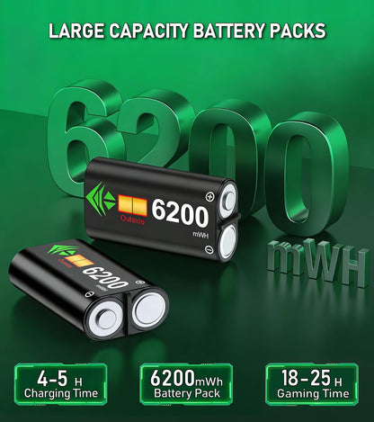 Station De Charge Double Xbox — 2 Batteries 6200 Mwh Incluses