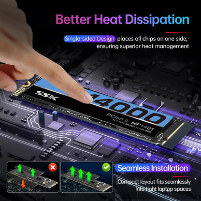1TB Internal M.2 Nvme SSD 2280 Pcie Gen5 up to 14000Mb/S Internal SSD | SMART & TRIM,TLC Nand,Pcie 5.0X4,Internal Solid State Drive for Gaming/Video Editing/Ai Computing