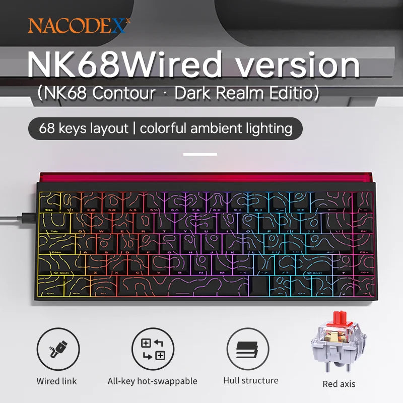 Clavier Mécanique AJAZZ NK68 — 68 Touches, Hot-Swap, RGB