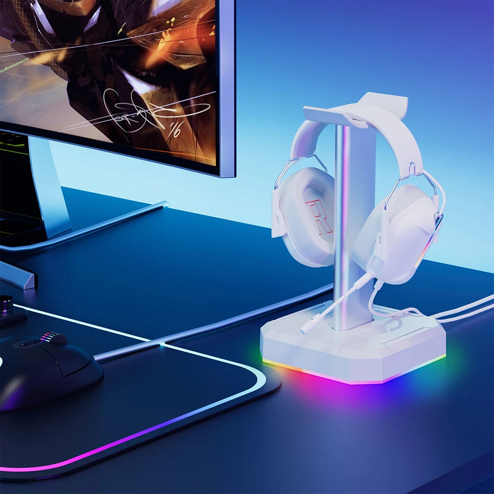 Support Casque RGB Rétroéclairé — Organisateur De Bureau