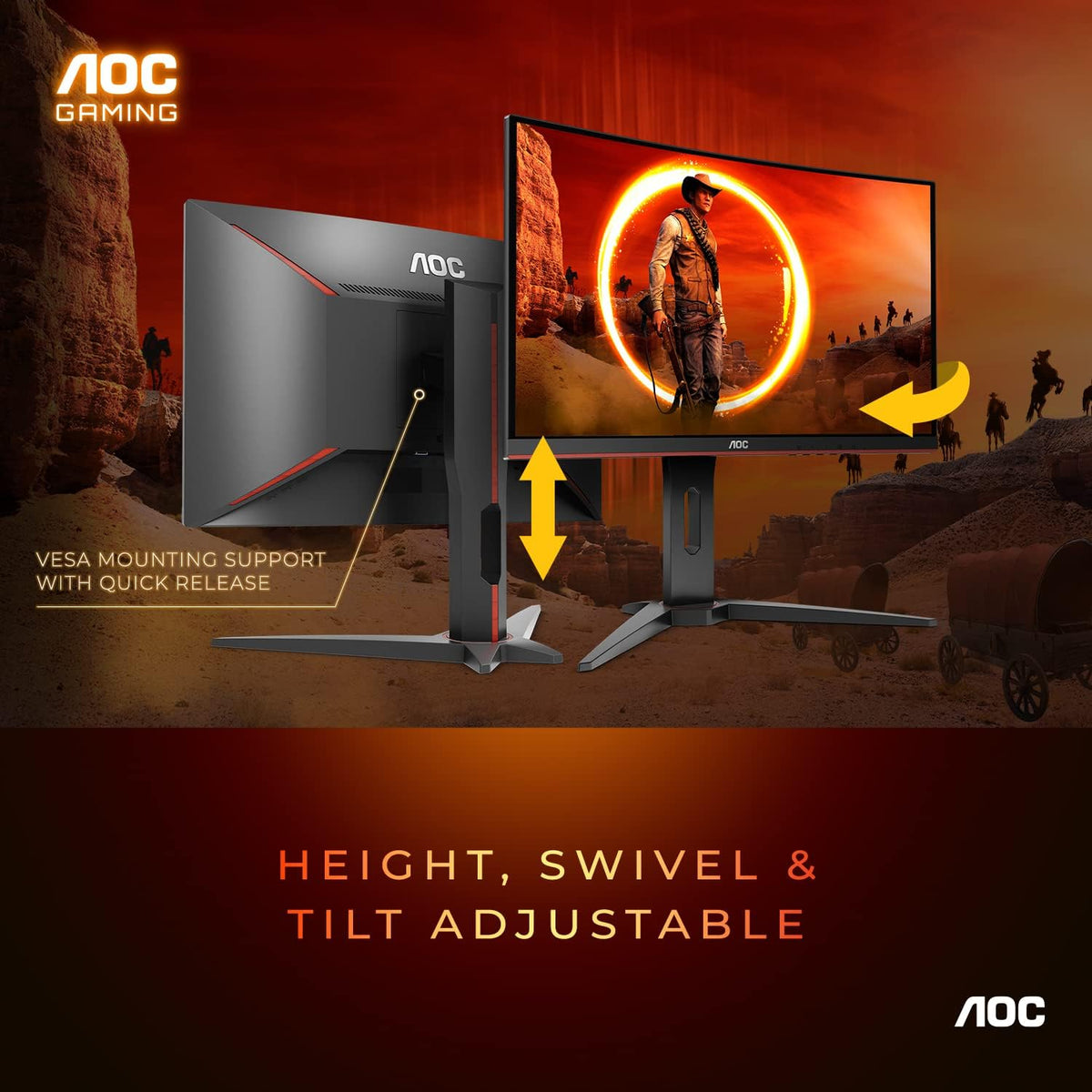 Elevate Your Gaming Experience with the AOC C24G1A 24" Curved Frameless Monitor - Stunning FHD 1920x1080, 165Hz Refresh Rate, and AMD FreeSync Premium for Ultimate Performance