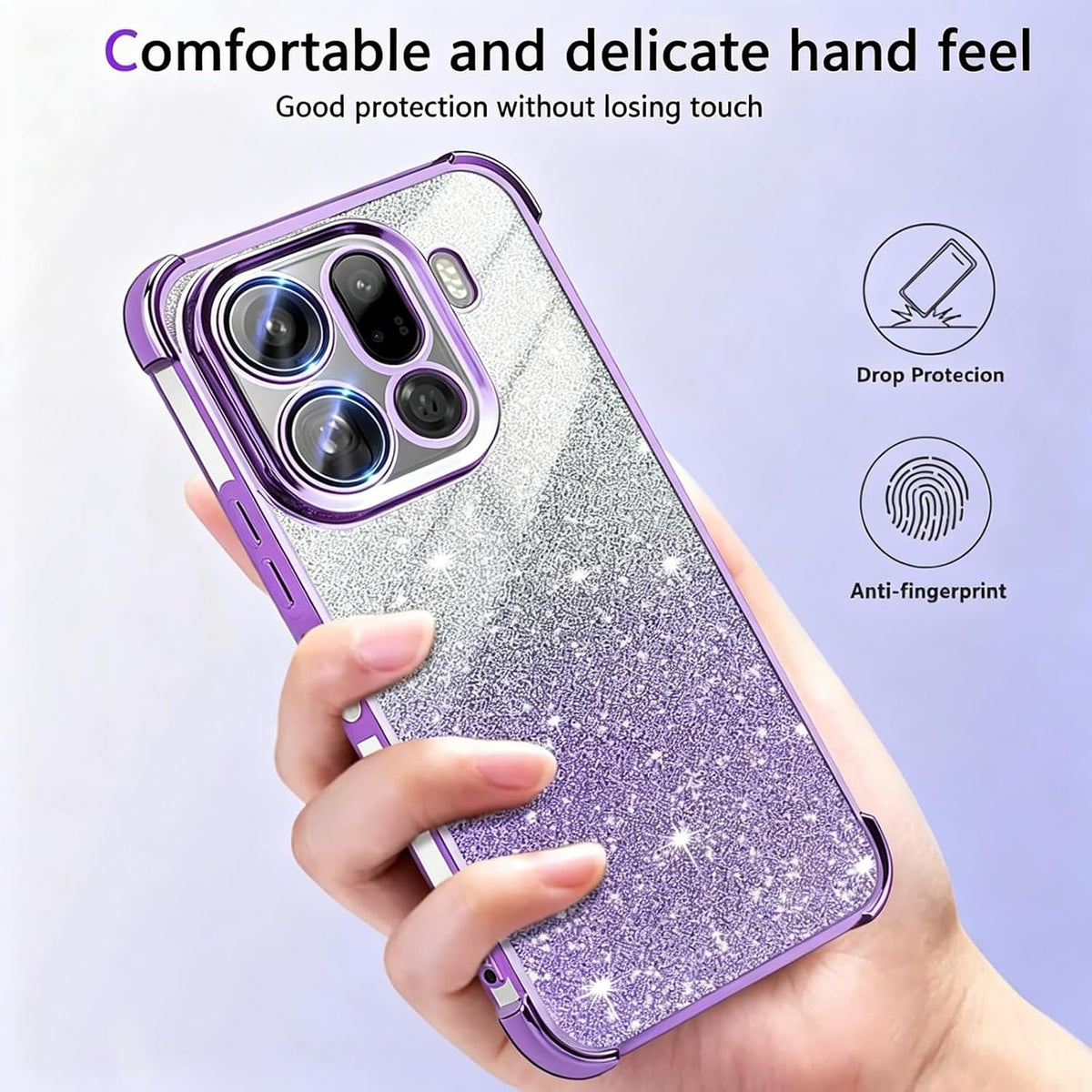 Coque Samsung Galaxy A53 Brillante Mauve — Coins Renforcés + Protection Caméra
