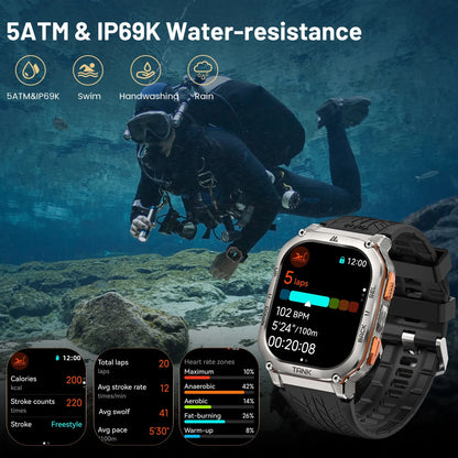 TANK M3 Ultra GPS Smart Watch for Men Stainless Steel 5ATM Waterproof Bluetooth Call 24/7 Health Monitor for Android Ios