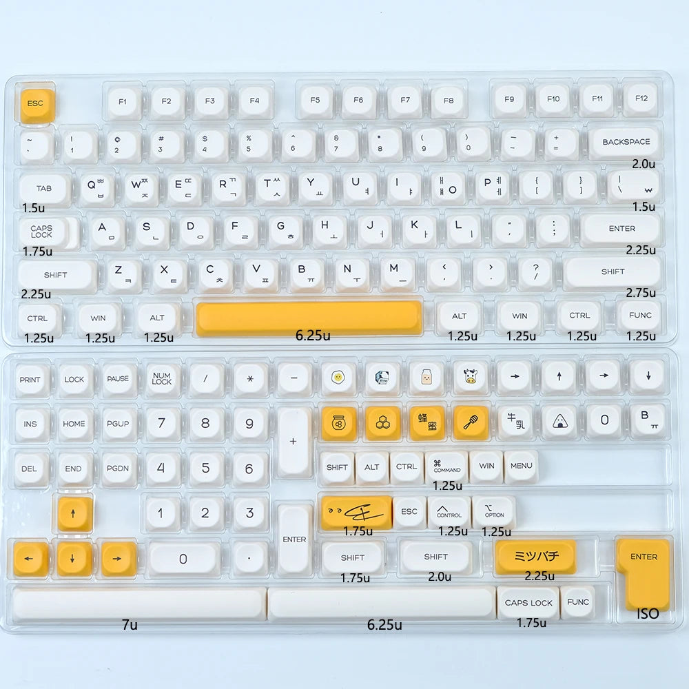 Kbdiy KOA Keycaps GMK Soymilk 140 Keys PBT Keycap Similar MOA Japanese Korean Russian Keycap 7U MAC ISO for Mechanical Keyboard