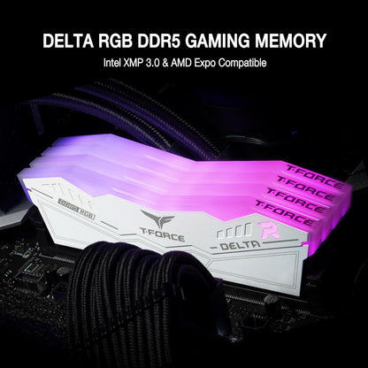 Mémoire T-Force Delta RGB Blanche — 32 Go (2 × 16) DDR5 6000 CL30